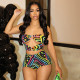 Colorful Graffiti Print Hollow Out Skinny Short Set SHD-9750