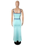 Solid Color Wrap Chest Long Skirts Suit SHD-9746