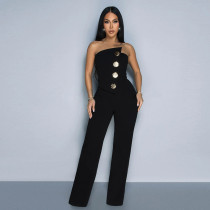 Solid Color Tube Tops Irregular Jumpsuit SHD-9723