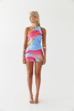 Sexy Print Single Shoulder Backless Skirt Suit SHD-9747