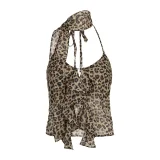 Chiffon Leopard Print V-Neck Ruffle Tank Top GPKJ-KJ12489