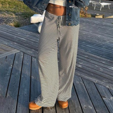 Knits Stripe Loose Straight Pants GPKJ-KJ12810