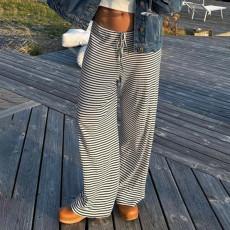 Knits Stripe Loose Straight Pants GPKJ-KJ12810