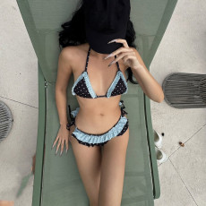 Polka Dot Print Patchwork Bikini Swimsuit Set GPKJ-KJ38042