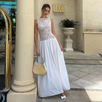 Lace Patchwork Sleeveless Maxi Dress GAXB-D067DS