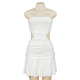 Lace Patchwork Solid Color Mini Dress GAXB-D089DS
