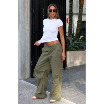 Loose Multi-Pockets Straight Leg Pants  ASL-6799