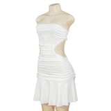 Lace Patchwork Solid Color Mini Dress GAXB-D089DS