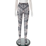 Print Long Sleeve Bodysuit Pants 2 Piece Set GDSF-J25ST152
