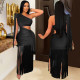 Single Shoulder Tassel Maxi Dress BY-7428