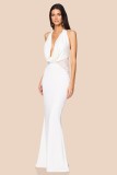 Halterneck Solid Color Backless Maxi Dress GAXB-D104DS