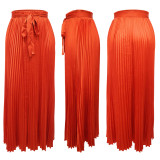 Solid Color Press Pleated Long Skirts YF-20053