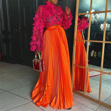 Solid Color Press Pleated Long Skirts YF-20053