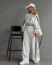Strripe Tie Up Contast Color Two Piece Pants Set GPKJ-KJ20151