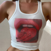 Knits Sleeveless Print Tank Tops GPKJ-KJ16339