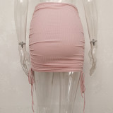 Knits Drawstring Pleated Mini Skirts JHYB-9079