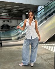 Backless Sleeveless Solid Color Shirt GPKJ-KJ18179