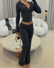 Hooded Long Sleeve Sweatshirt + Micro Pants Casual Set GPKJ-KJ22961