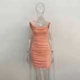 Wrap Chest Mesh Pleated Mini Dress JHYB-9065