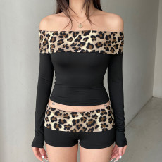 Leopard Print One Shoulder Tight Top GPKJ-KJ12141