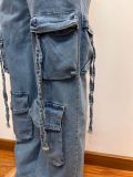 Fashion Denim Wrap Chest Slim Jumpsuit GMYU-9825