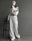 Strripe Tie Up Contast Color Two Piece Pants Set GPKJ-KJ20151