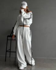 Strripe Tie Up Contast Color Two Piece Pants Set GPKJ-KJ20151
