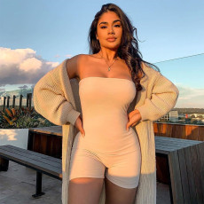 Sport Solid Color Tube Top Romper JHYB-9003