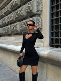 Long Sleeve Hollow Out Mini Dress GMYU-8374