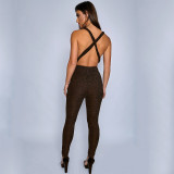 Tie Up Sexy Deep V Neck Jumpsuit JHYB-9018