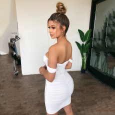 Wrap Chest Mesh Pleated Mini Dress JHYB-9065