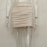 Knits Drawstring Pleated Mini Skirts JHYB-9079