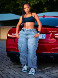 Multi-pockets Loose Straight Jeans SH-391396