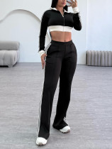 Zipper Long Sleeve Tops And Pants Sport Suit FENF-6038