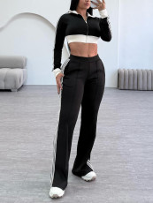 Zipper Long Sleeve Tops And Pants Sport Suit FENF-6038
