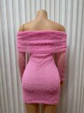 Long Sleeve Solid Color Mini Dress GMYU-9342