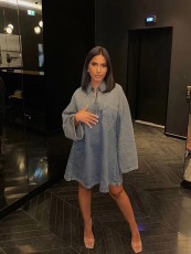 Loose Long Sleeve Denim MIni Dress GMYU-9824