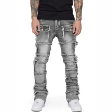 Men's Fashion Stacked Straight Jeans XCFF-3039