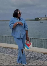 Denim Long Sleeve Shirt Two Piece Pants Set  GMYU-6386