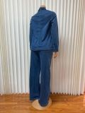 Fashion Denim Long Sleeve Tie Up Pants Suit GMYU-6561