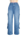 Multi-pockets Loose Straight Jeans SH-391396