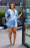 Print Short Sleeve Two Piece Shorts Set SFY-764