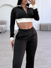 Zipper Long Sleeve Tops And Pants Sport Suit FENF-6038