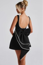 Sleeveless Solid Color Backless Mini Dress GMYU-8592