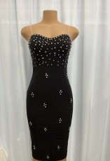 Backless Split Diamond Tube Top Midi Dress GMYU-8763