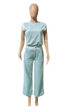 Contrast Color Sleeveless Two Piece Pants Set HMS-5592