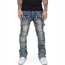 Men's Fashion Stacked Straight Jeans XCFF-3039