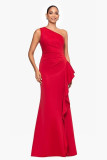 Single Shoulder Solid Color Ruffles Maxi Dress XHXF-463