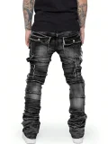 Men's Fashion Stacked Straight Jeans XCFF-3039