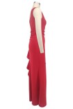 Single Shoulder Solid Color Ruffles Maxi Dress XHXF-463